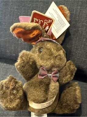 Dandee Chocolate Scented Brown Bunny with Plaid bow Tie